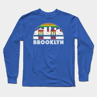 Brooklyn Bridge Pride Rainbow Skyline Vintage Logo Long Sleeve T-Shirt